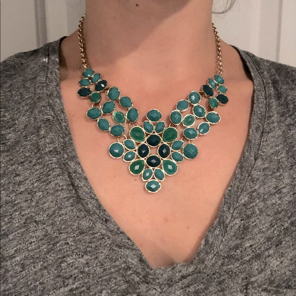 Gorgeous boutique navy + teal statement necklace